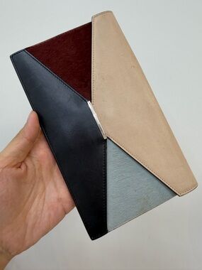 Celine Colorblock Envelope Clutch - Black, Beige, Burgundy, Light Blue